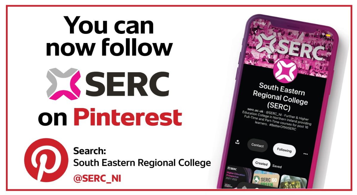 You can now folloe serc on pinterst, search south eastern regional college.